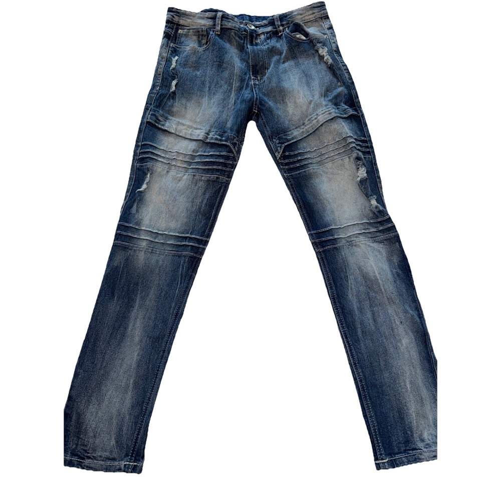 Southpole Men's Skinny Dark Blue Washed Faded Denim Jeans Size 38x32